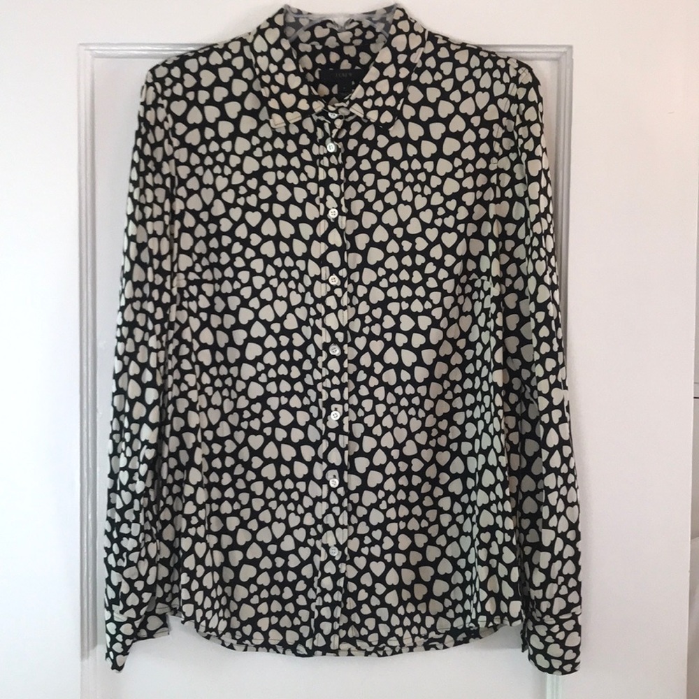 Jcrew silk heart blouse. Sz 8.